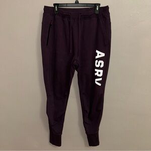 ASRV Men's Joggers in Deep Plum with White Logo